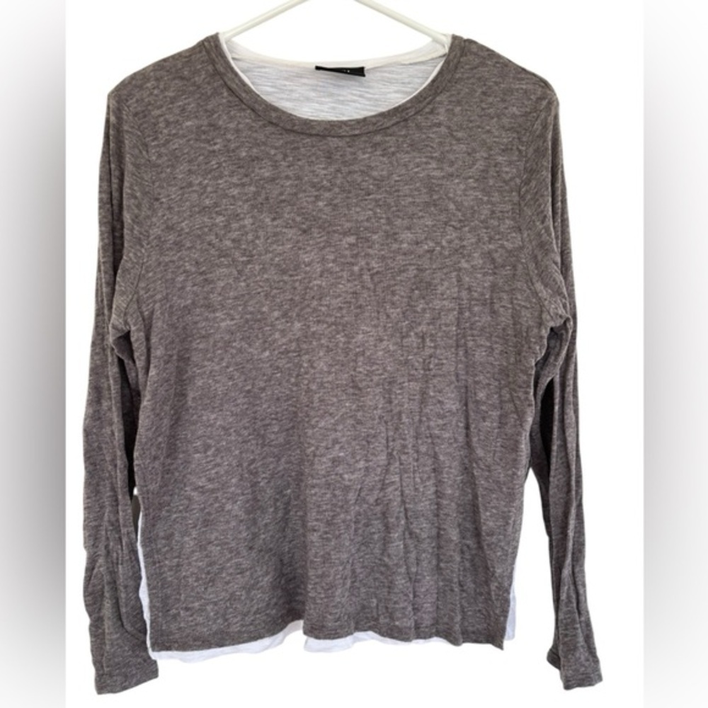 Vici Women's Greyish Brown/White Wool Blend Long Sleeve‎ Top Size Medium